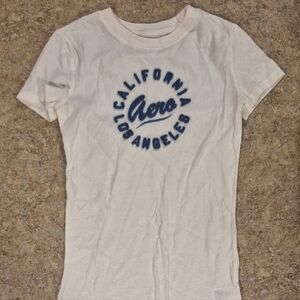 Aeropostale White Short Sleeve Tee with Blue 'Aero' Logo
